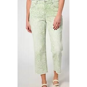 NWOT LOGO Lori Goldstein Sz 10 Straight Leg Crop Jeans In Retro Daisy Print QVC